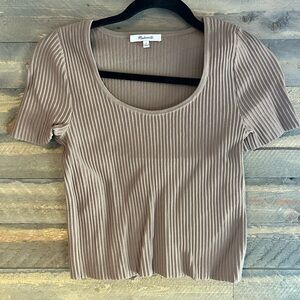 Madewell Women's Ribbed Mocha Short Sleeve Top